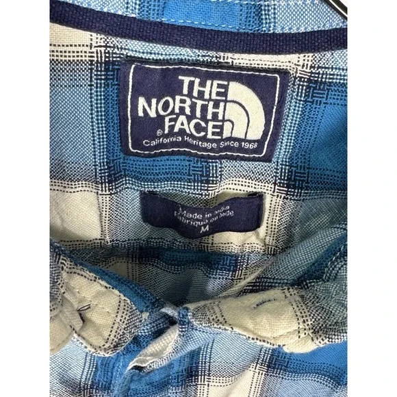 The North Face Shirt Mens M Button Up Blue Plaid Classic Fit Short Sleeve Oxford - Picture 7 of 8